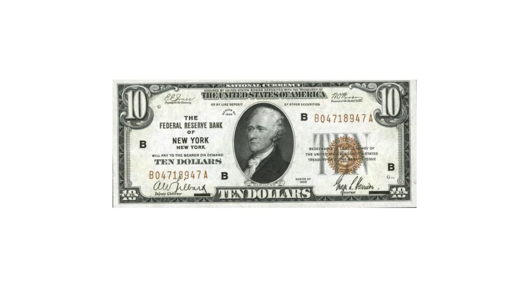 $10 brown seal