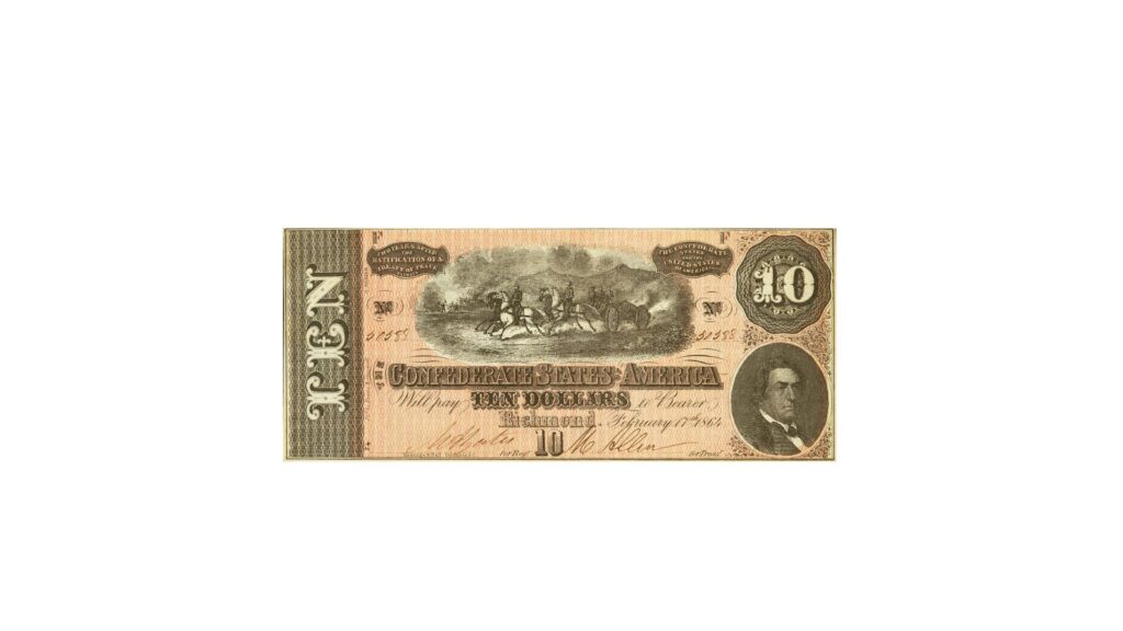 1864 Confederate $10 note