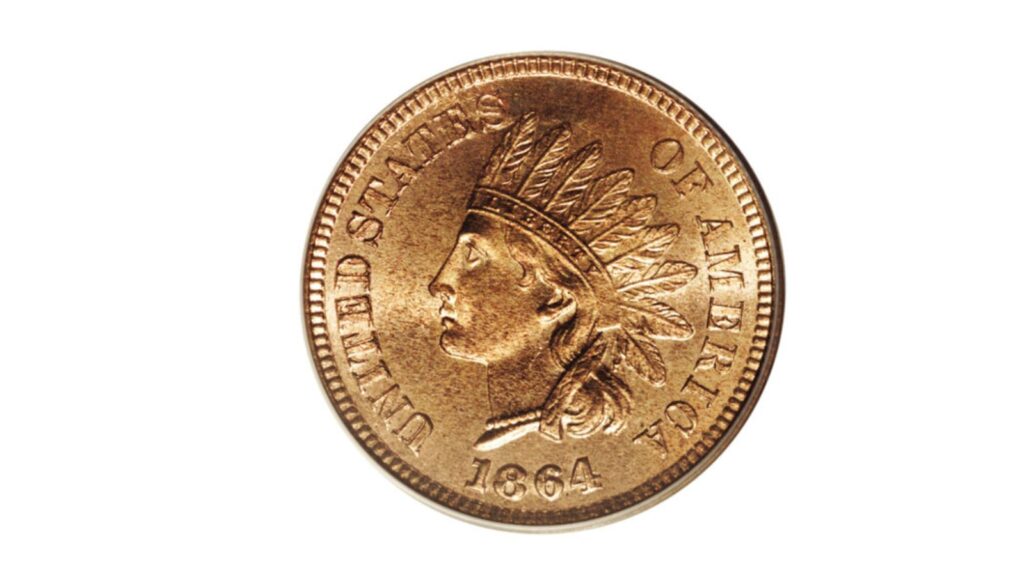 1864 L on Ribbon bronze Indian Head cent