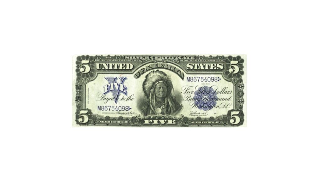1899 $5 silver certificate Indian Chief