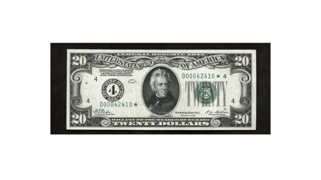 1928 $20 federal reserve note