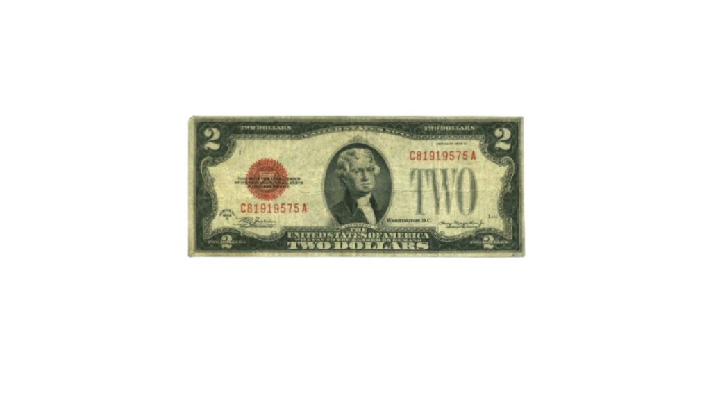 1928D red seal $2 bill