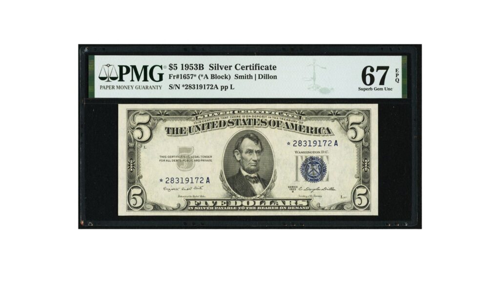 1953B $5 silver certificate star note