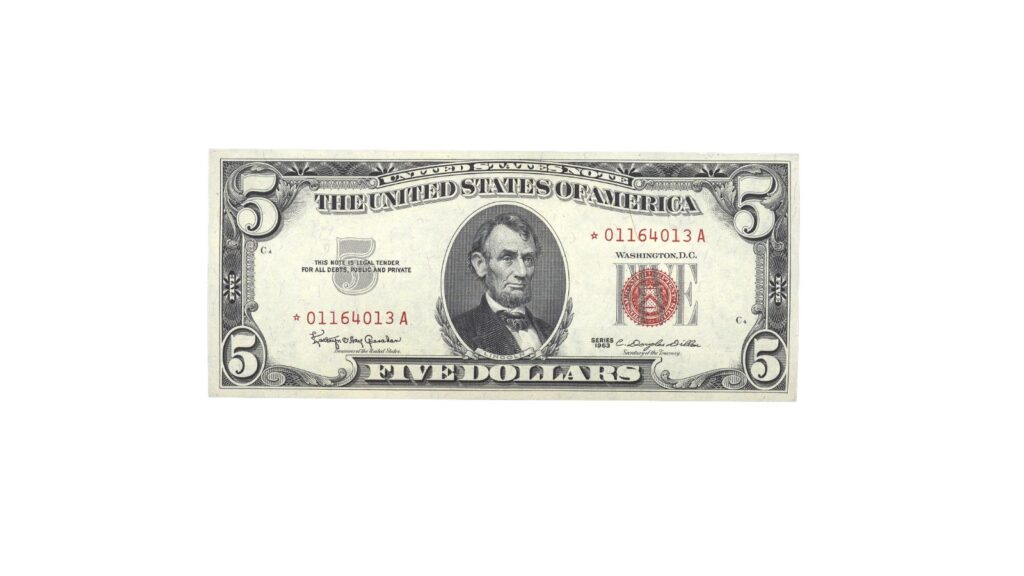 1963 $5 red seal legal tender note