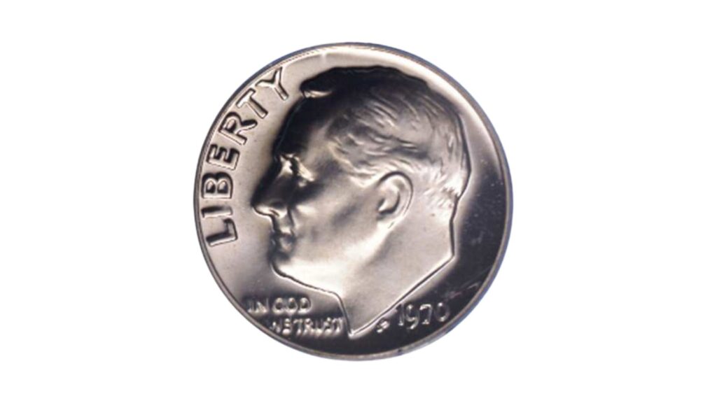 1970 no S proof Roosevelt dime