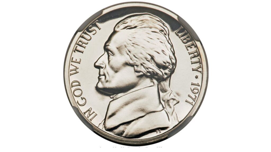1971 no S proof Jefferson nickel