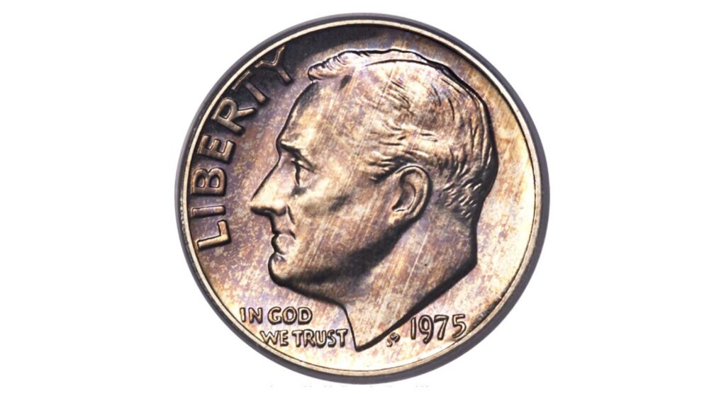 1975 no S proof Roosevelt dime