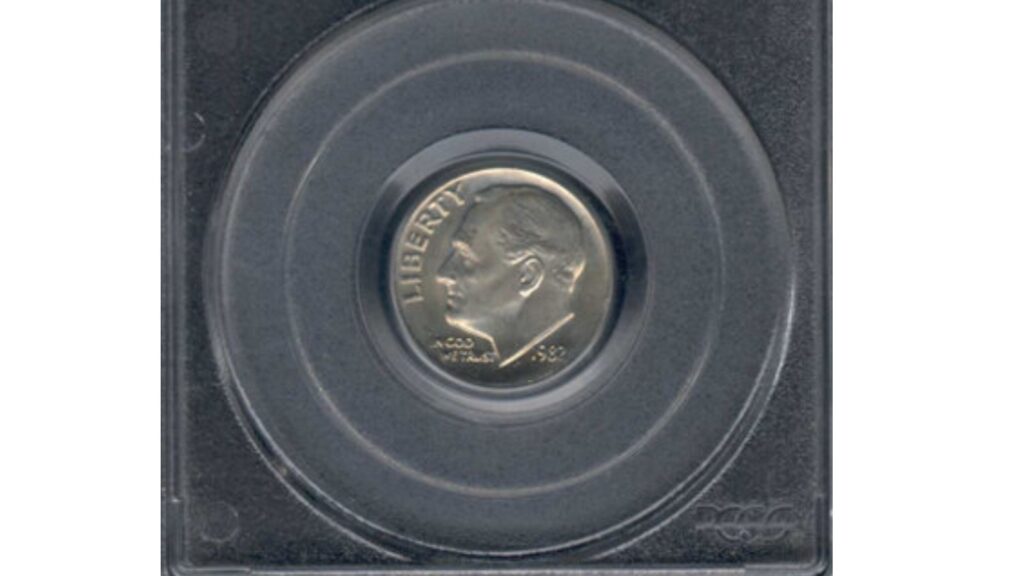 1982 No-P Roosevelt dime