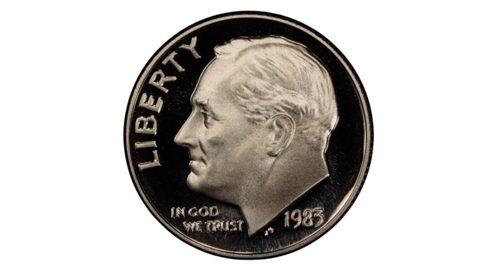 1983 no S proof Roosevelt dime