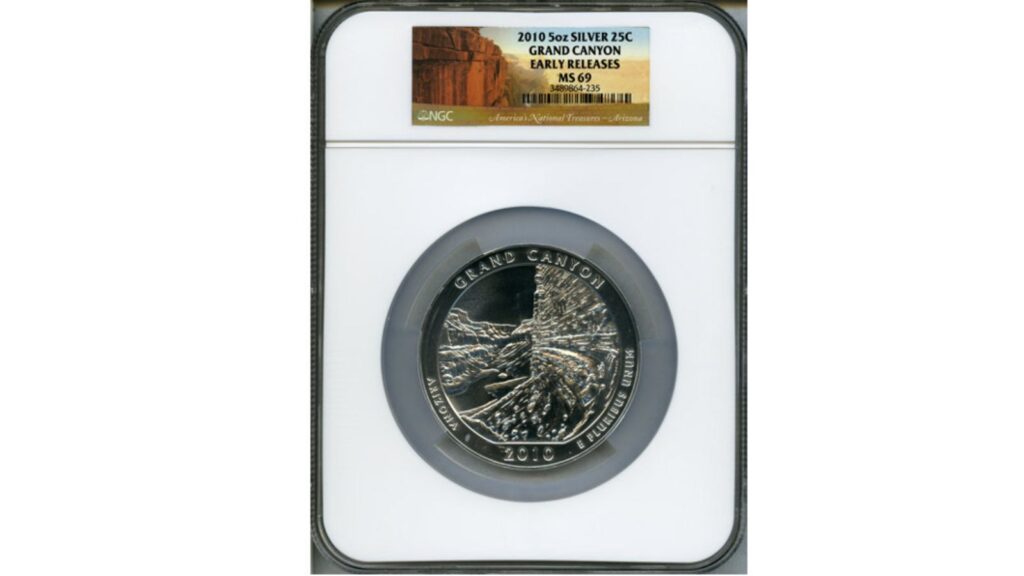 2010 Hot Springs five ounce silver coin