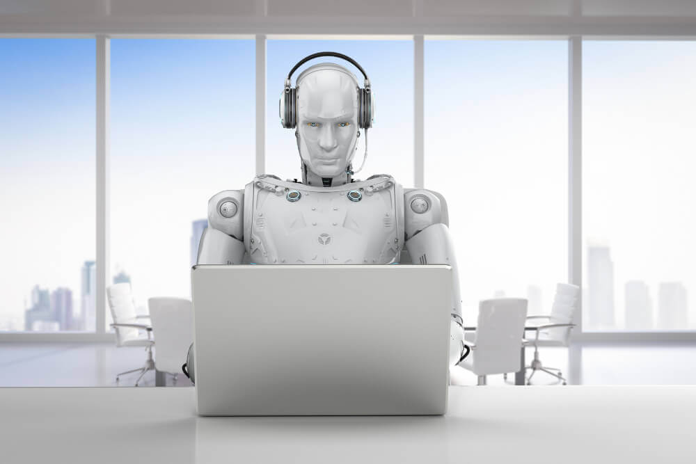 robot working at computer
