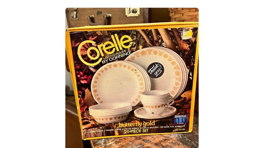 Corelle Butterfly Gold complete dinnerware set