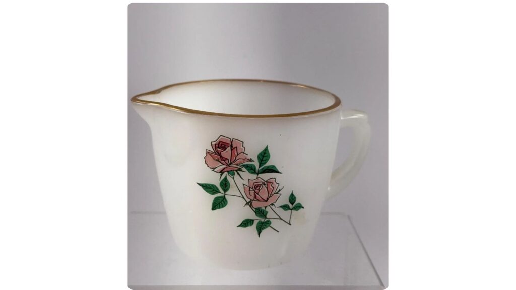 Fire-King Anniversary Rose creamer