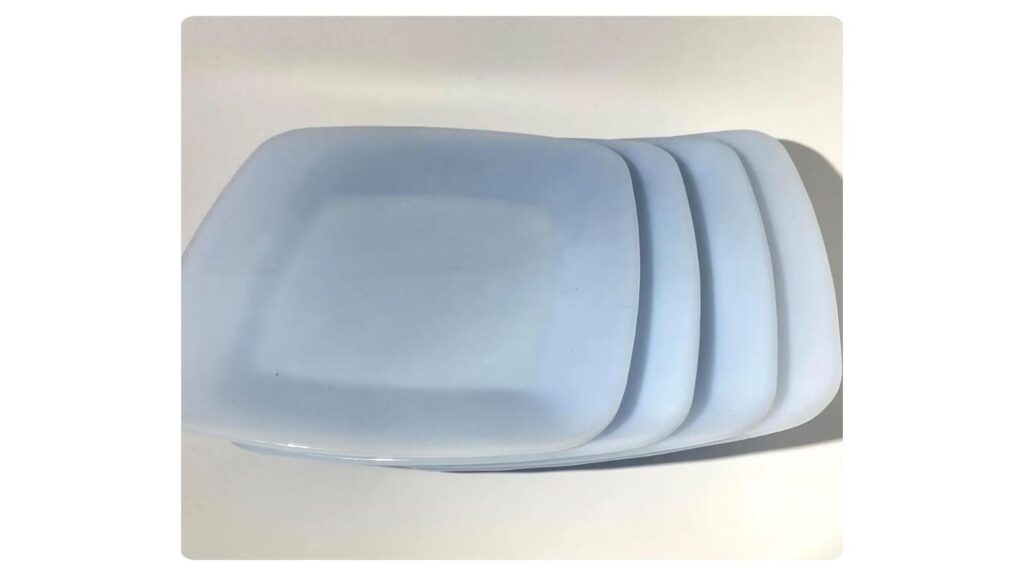 Fire-King Charm turquoise blue square dinner plate