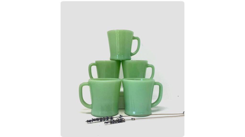 Fire King jadeite D handle restaurant mug