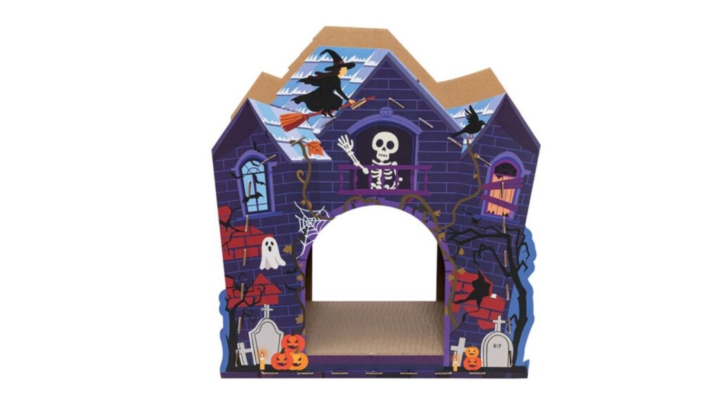 Halloween cat scratching house