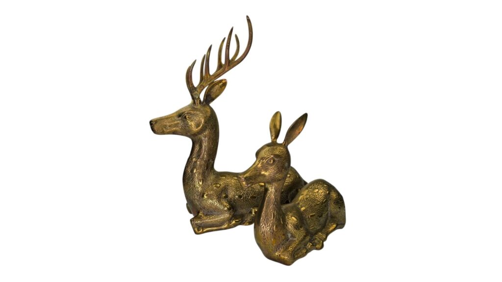 Hollywood Regency large brass floor animal sculpture