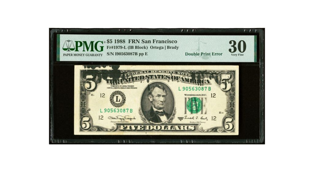 Ink smear error $5 bills