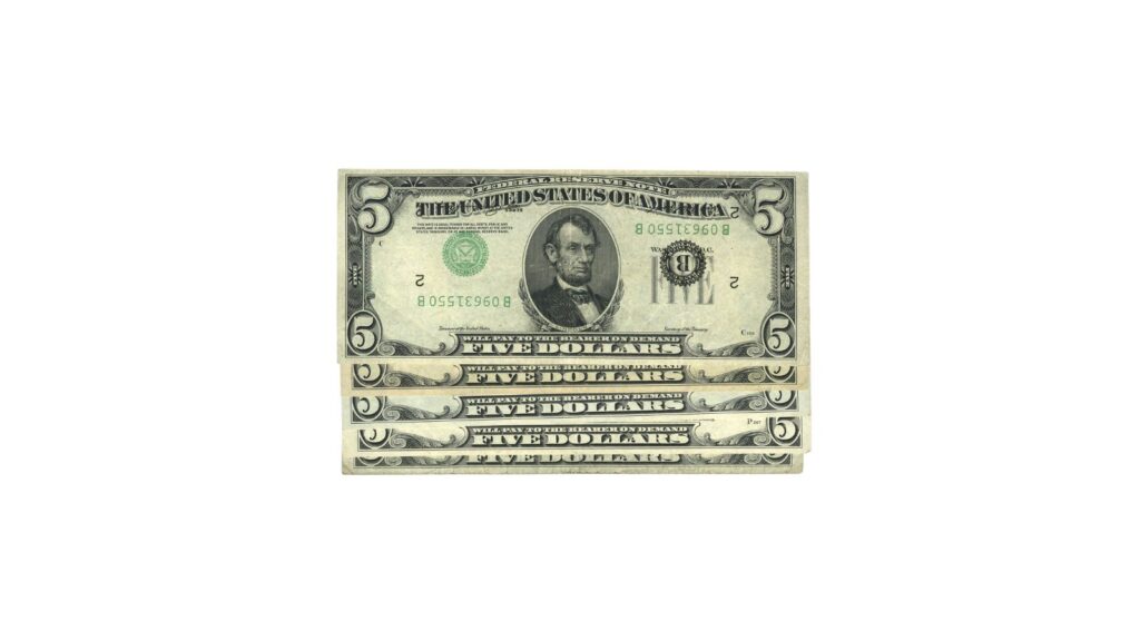 Inverted overprint error $5 bills