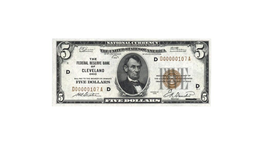Low serial number $5 bill
