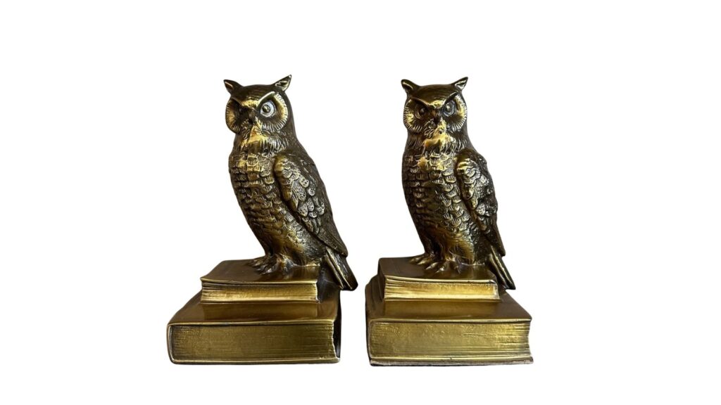 MCM brass owl bookends