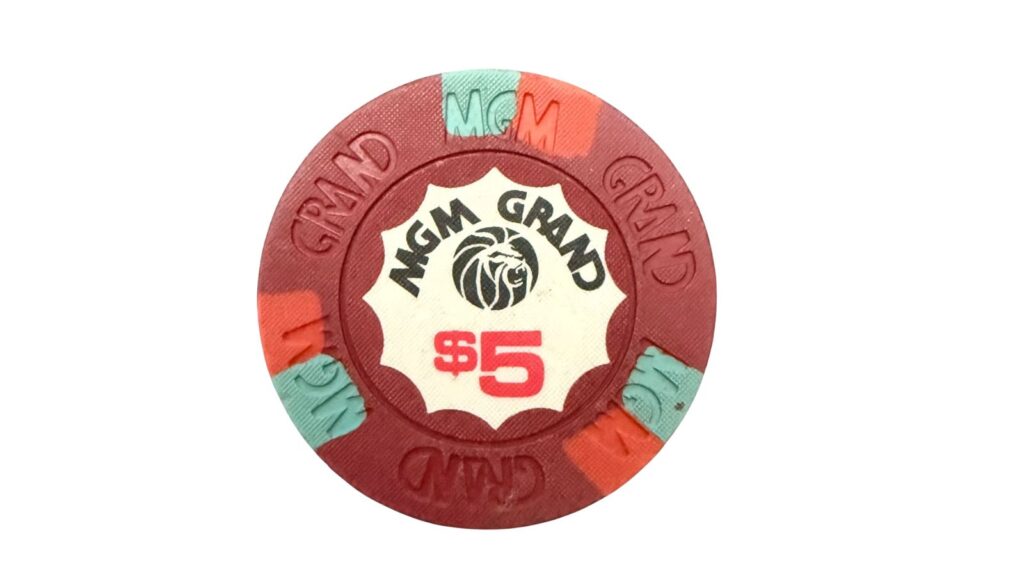 MGM Grand 5 dollar chip from before the 1980 fire
