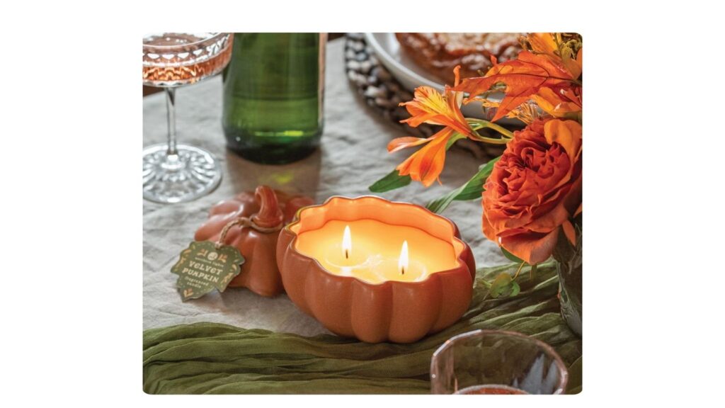 Northern Lights ceramic pumpkin candle