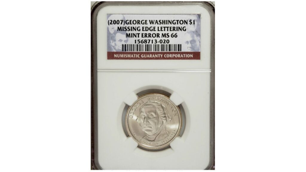 George Washington Presidential dollar, missing edge lettering