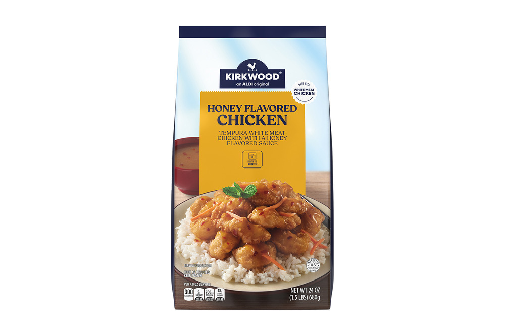 Honey flavored battered chicken package shown on Aldi’s product listing