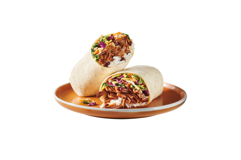 Prepared guajillo beef roast served in wraps