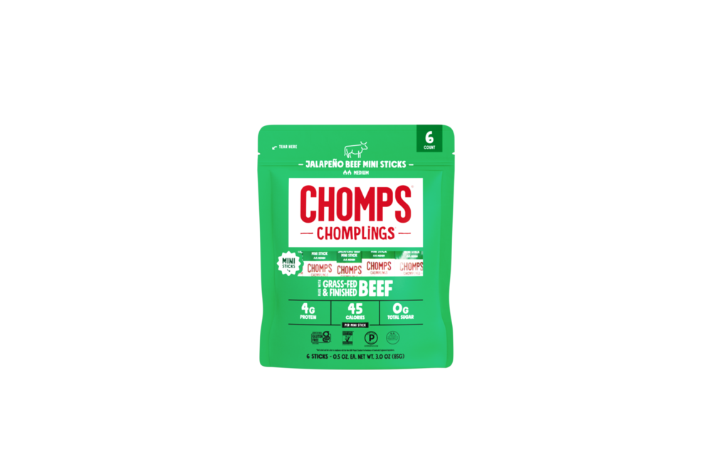 Chomps Chomplings mini jalapeño beef sticks bag
