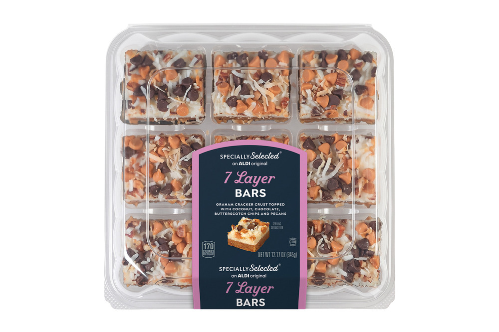 Specially Selected seven layer bars in a tray