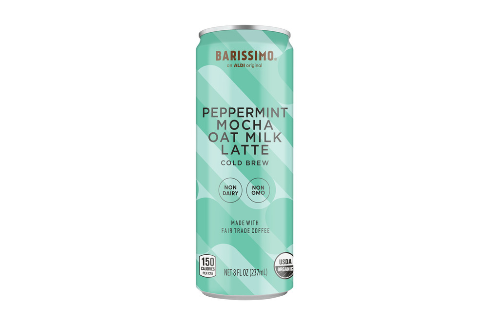 Barissimo peppermint mocha oat milk latte can