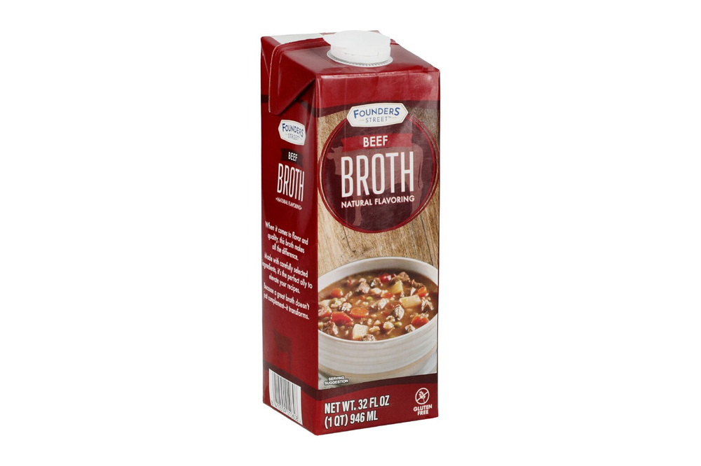 Founders Street beef broth carton