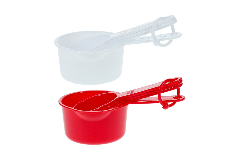 McCormick measuring cup sets in white and red