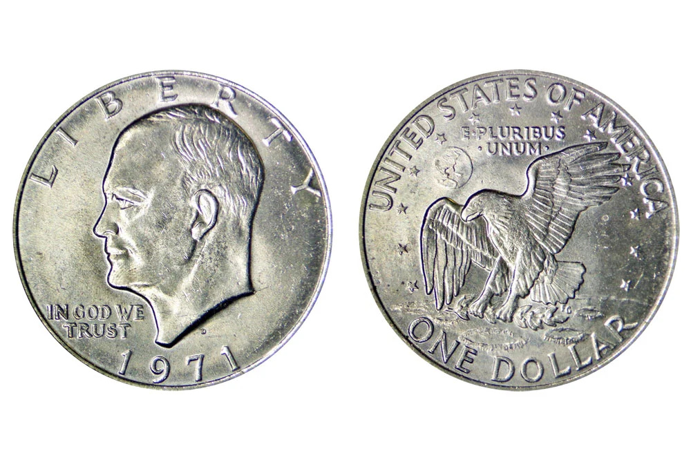 1971 D Type 1 Eisenhower Ike Dollar - Friendly Eagle - Accented Crater Lines