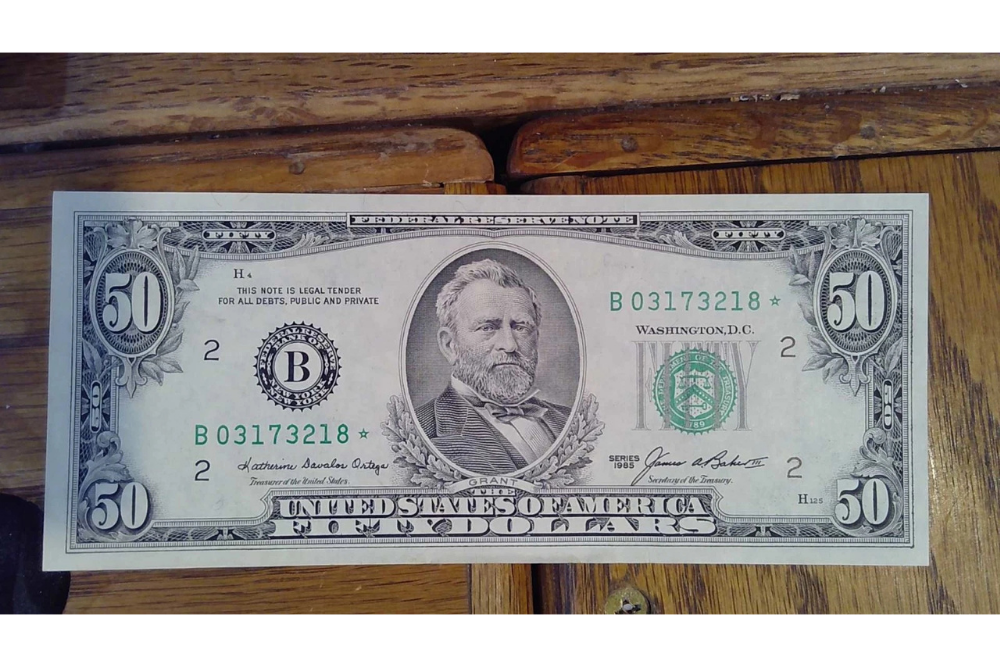 Series 1985 New York fifty-dollar Federal Reserve star note
