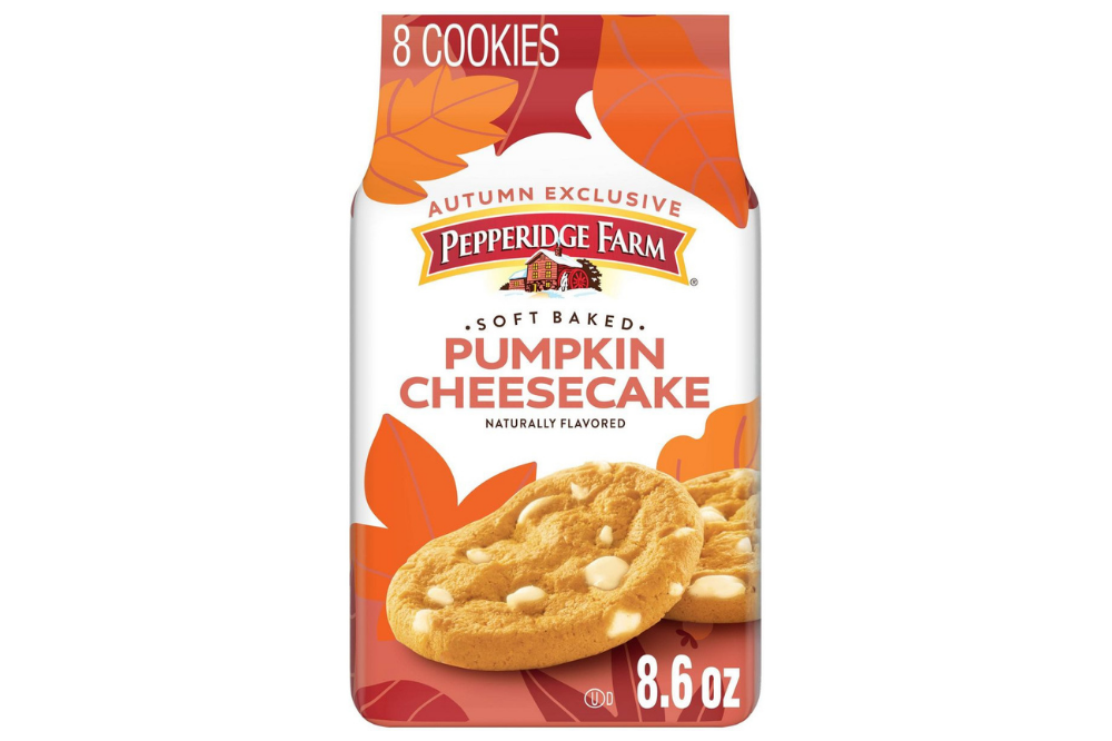 Pepperidge Farm pumpkin cheesecake cookie bag