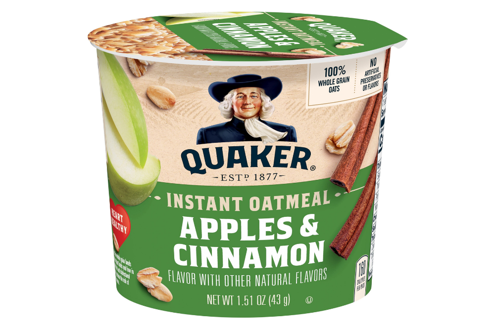 Quaker apples and cinnamon instant oatmeal cup