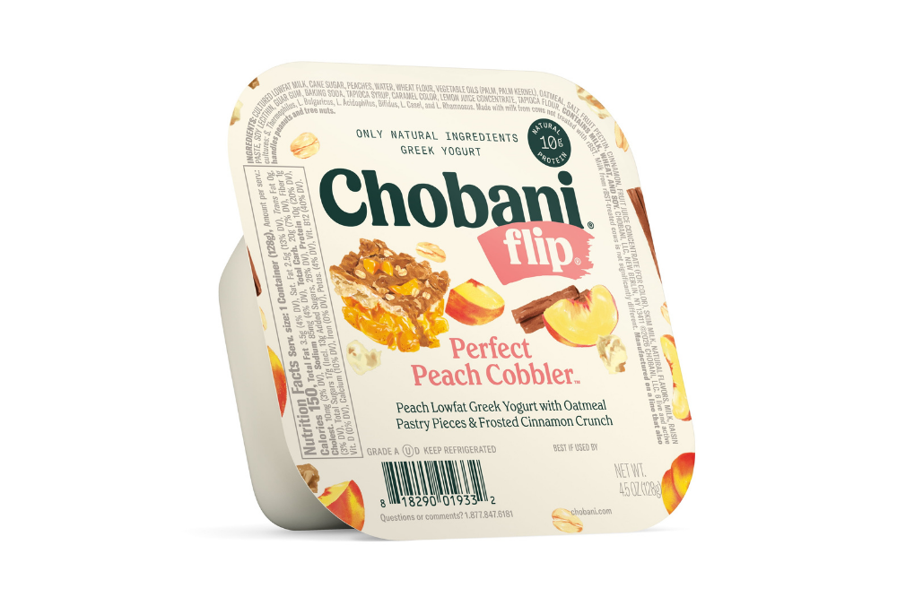 Chobani Flip Perfect Peach Cobbler yogurt cup