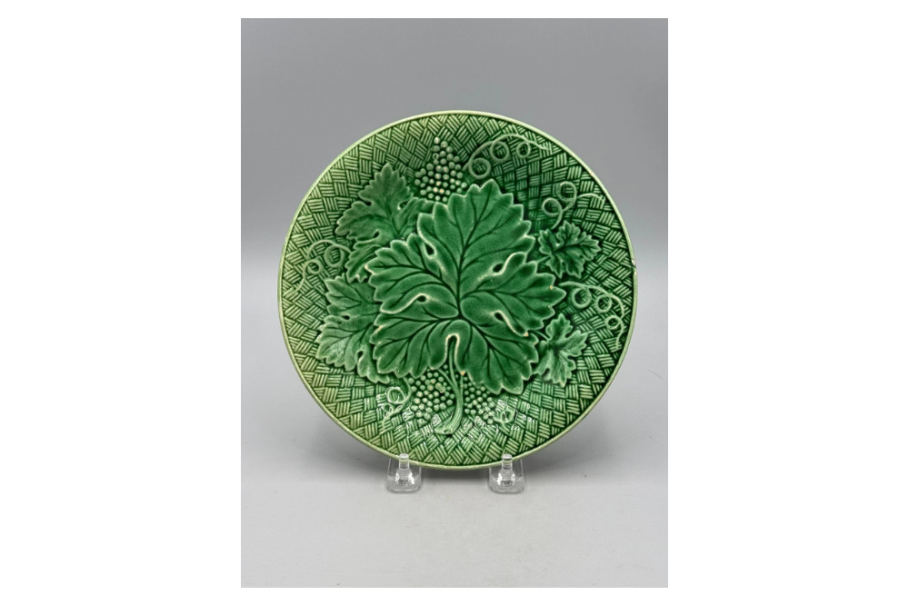 Wedgwood majolica grape leaf basketweave plate