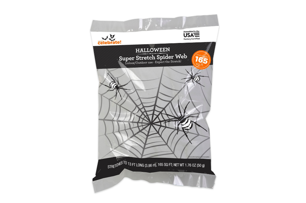 Pack of white stretch spiderweb decoration
