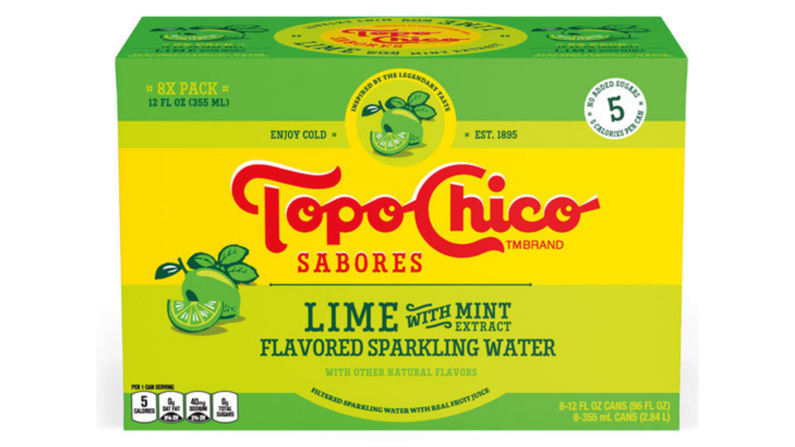 Topo Chico Sabores lime with mint sparkling water eight-pack