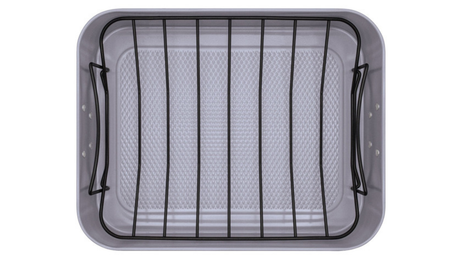 Blue Crofton roasting pan with a wire rack