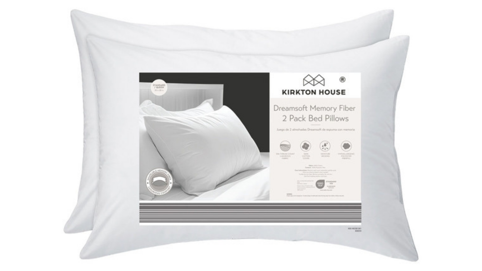 Kirkton House memory fiber bed pillow two-pack