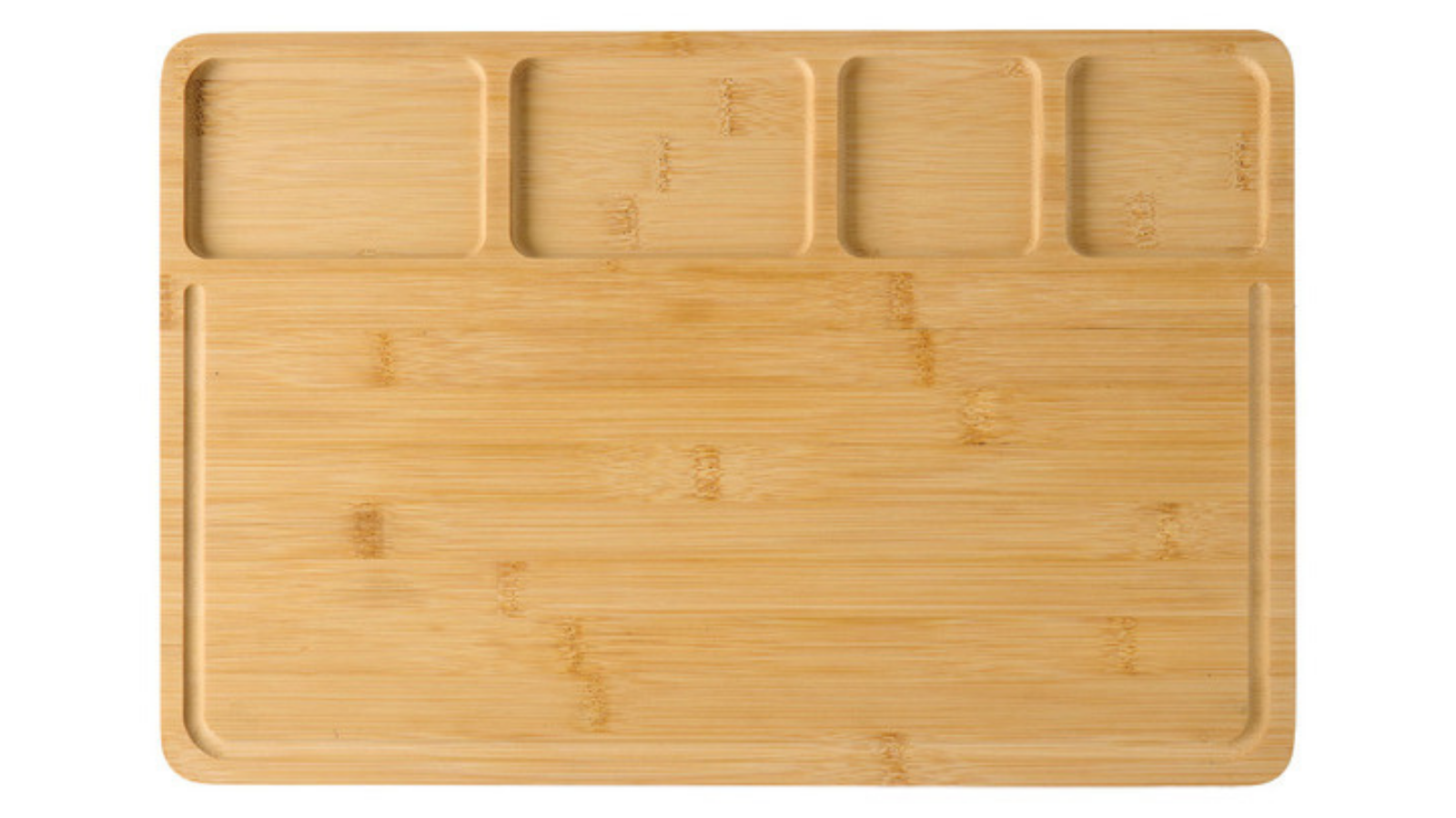 Crofton wood cutting board with four recessed compartments