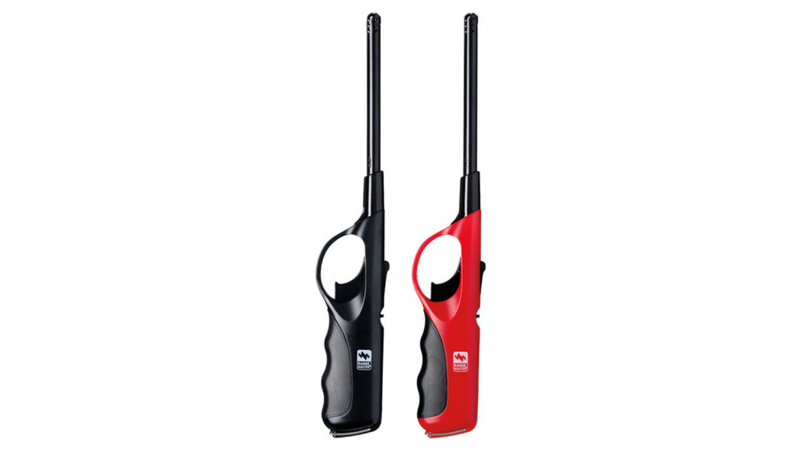 Two Range Master multipurpose lighters in black and red