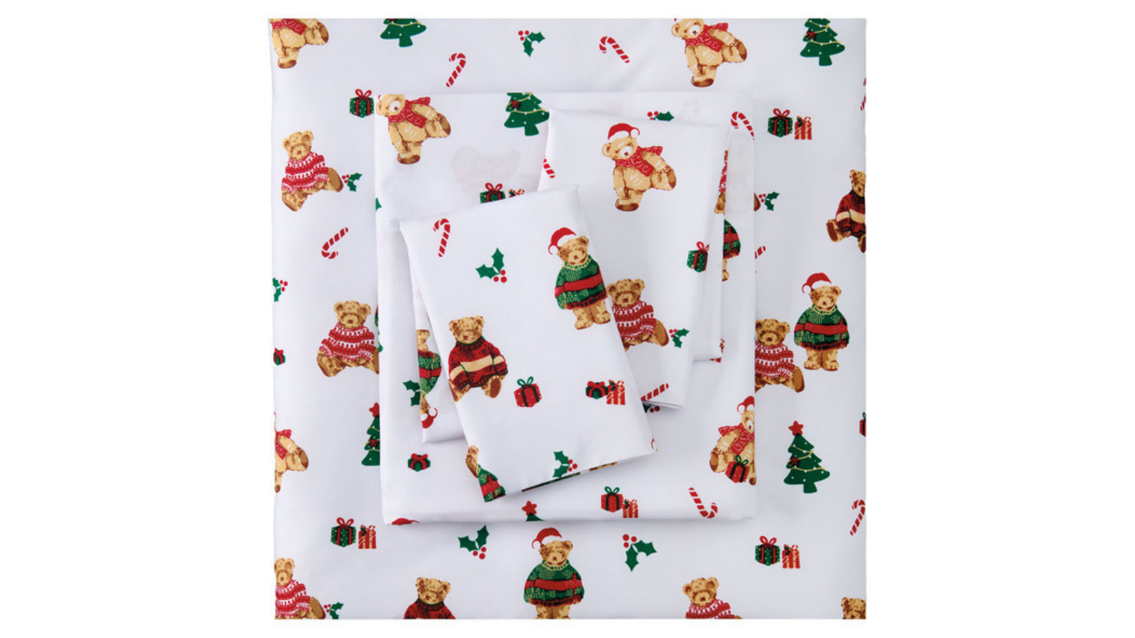 Merry Moments Christmas sheet set with a festive printed pattern