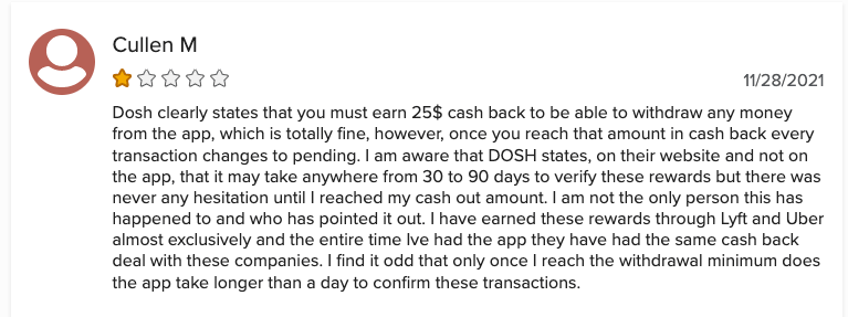 5-star review of Dosh, an app to scan receipts.