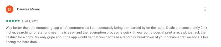 5-star review of Rakuten, an app to scan receipts.